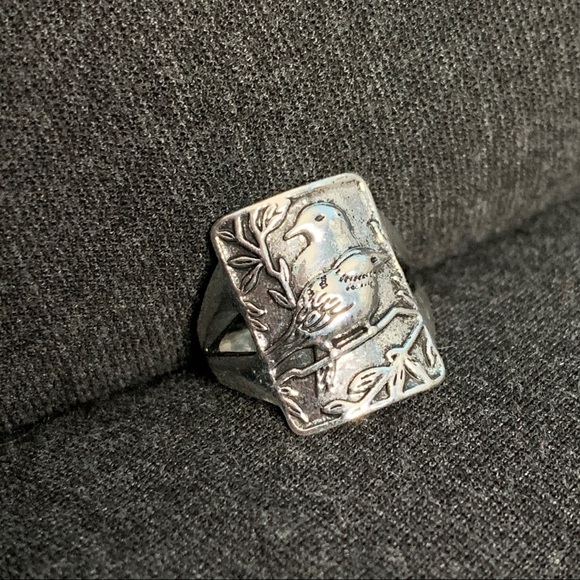Silver Love Birds Ring Tree Floral Ring - Picture 3 of 8